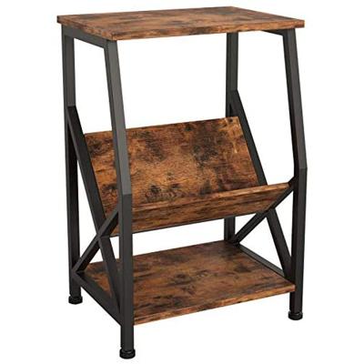 China Foldable Wholesale Living Room Nightstand Side Tables Metal Wood Look Industrial End Table for sale