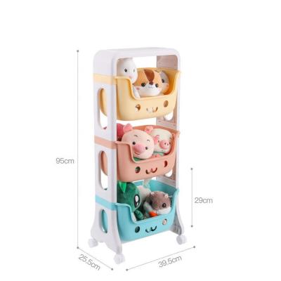 China Children 1 - 4 Layer Viable Multifunctional Cartoon Storage Box Plastic Toy Storage Rack for sale