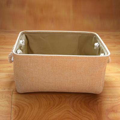 China New Style Sustainable Cosmetic Clothing Organizer Universal Eco-friendly Cotton Canvas Foldable Storage Basket With Handle for sale