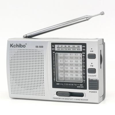 China Kchibo PORTABLE radio KK-989 FM AM switch shortwave 10 band onda corta pocket bolsillo multiband analog radio for sale