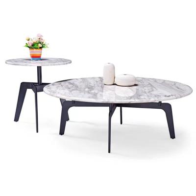 China Eco-friendy Material Popular Living Room Furniture Marble Table Top Stainless Steel Stand Modern Black Coffee Table for sale