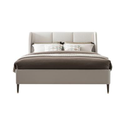 China Modern Design Eco-friendly Material Scandinavian Minimalist Bedroom Upholstered Bed Luxury Leather Double Bed for sale