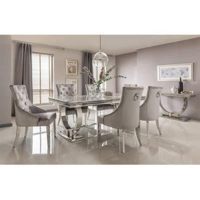 China da pranzo furniture eco-friendly material metal restaurant dining room sets luxury dining table set modern marble dining tables and 6 tavolo chairs for sale