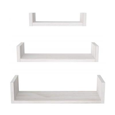 China Adjustable (Height) SET 3 Wall Mounted Wood Shelf Shelves Mount Decoration Living Room Furniture Hanging Shelf for sale