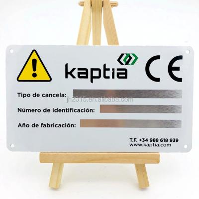 China China Custom Two Colors Printed Aluminum Machine Metal Nameplate for sale