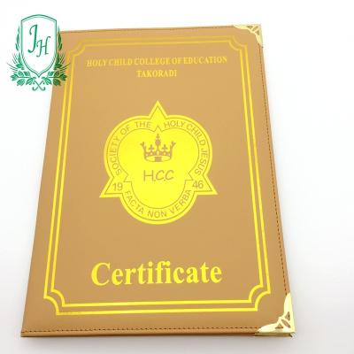 China Durable Leather Certificate Cover Graduation A4 Leather Diploma Cover for sale