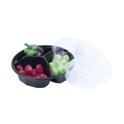 China Biodegradable Transparent PET Plastic Fruit Vegetable Salad 1 2 3 Compartments Customized Large Plastic Fruit Box for sale