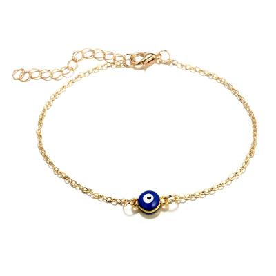 China BOHEMIA Fashion 2022 Three Layer Anklet Turkey Evil Eye Gold Plated Anklet Women Wholesale for sale