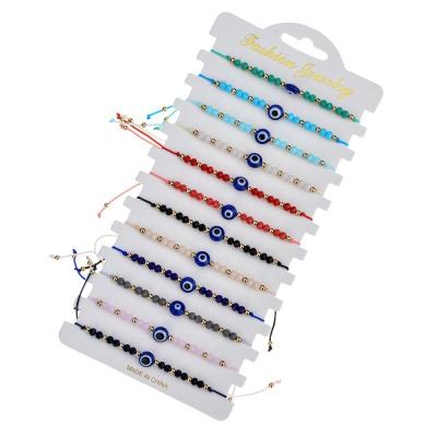 China Hot Selling Different Crystal Bead Weave Beaded Different Styles Eye BOHEMIA Devil's Eye Bracelet Set Glass Eye Bead Bracelet 12pcs Rice for sale