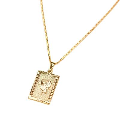 China TRENDY Accessories Jewelry 18k Gold Plated Stainless Steel Necklace Rose Pendant Necklace For Women for sale