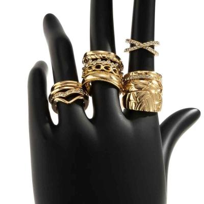 China Personality Environmental Friendly Fashion Bohemian Geometric Ring Set Women Jewelry Gold Chain Open Ring for sale