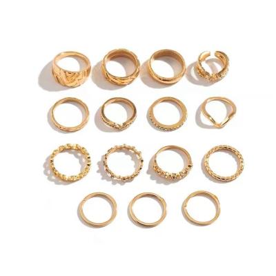 China Fashion Personality Geometric Finger Ring Set Korean Different Style Size Environment Friendly Gold Plated Finger Ring for sale