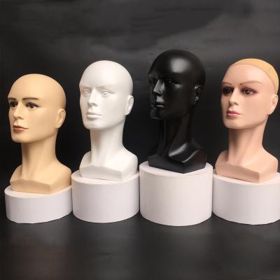 China Other Male Bald Head Full Glasses Show Plastic Man Mannequin Head Forms For Hats Earpiece for sale