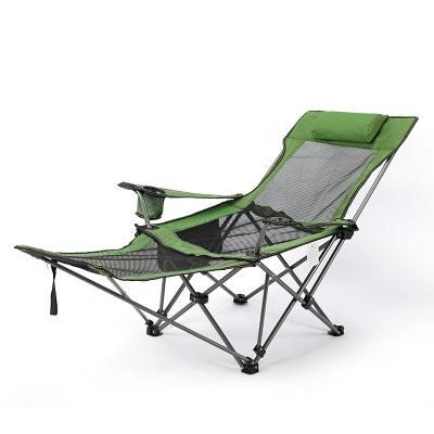 China Modern Outdoor Folding Recliner Grid Green Portable Camping Chair for sale