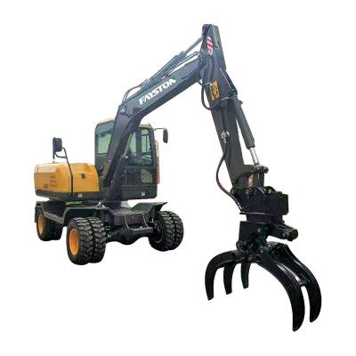 China Building Material Stores China Factory 7 Ton Doosan Design Mini Wheel Excavator With Grapple for sale