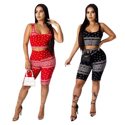 China QUICK DRY hot sale 2021 summer shorts set women printed tight casual short set shorts set for sale