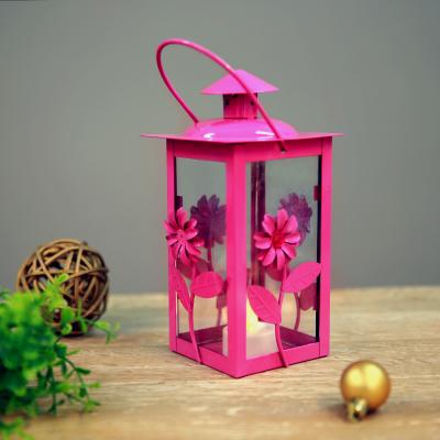 China Pretty New Home Decoration Festival Fashion Festival Rose Candlestick Lantern Candle Holder With Hollow Flower for sale