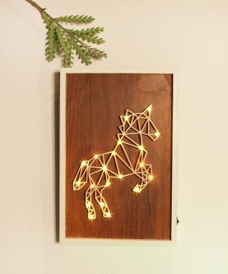 China Pretty New Modern Hot Selling CE ROSH EMC Certificated Wooden Frame Led Wall Hanging Light For Kids Room for sale