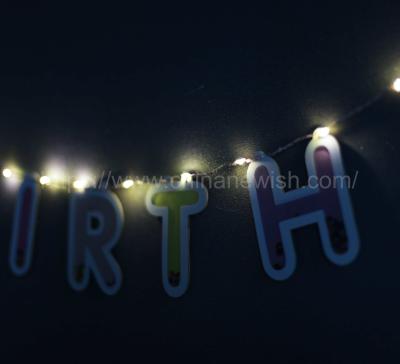 China String Birthday Decoration Paper Letter 2AA Copper Wire Light For Birthday Party Decoration String Light for sale