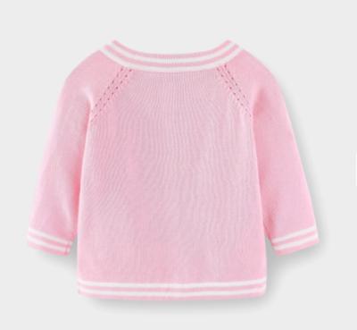 China Organic 100% Cotton Hot Pink Spring Long Sleeves Elastic Soft Button Cotton Baby Cardigan for sale