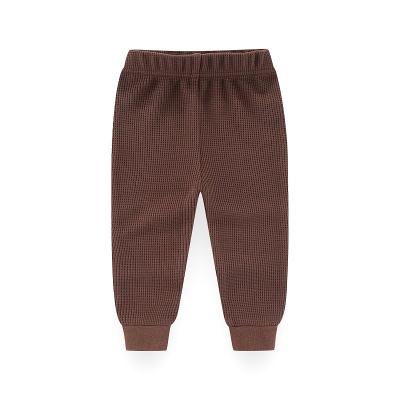 China 2022 New Anti-wrinkle Waffle Cotton Comfortable Brown Baby Fitted Pants for sale