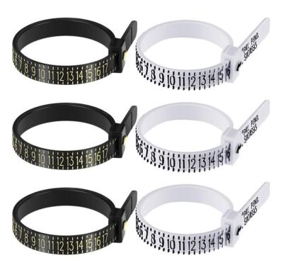 China Custom Logo Plastic Ring Ruler Plastic Ring Finger Sizer Measuring Tape for sale