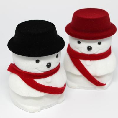 China Eco - Friendly Christmas Velvet Jewelry Ring Snowman Box for sale