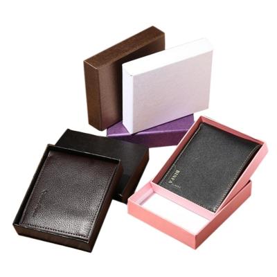 China Disposable Logo Printed Cardboard Purse Packaging Gift Paper Wallet Boxes for sale