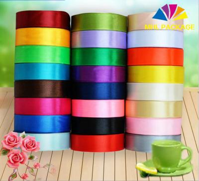 China High Quality Single Face Custom Printed Solid Color Gift Wrap Polyester Satin Ribbon for sale