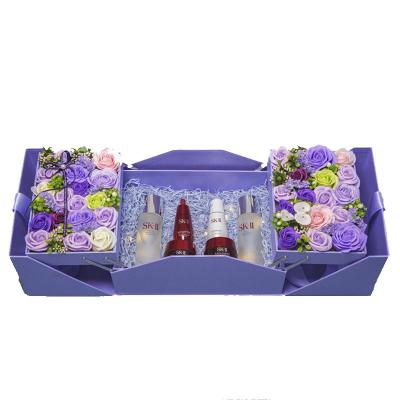 China Flower Disposable Romantic Bilateral Open Gift Festive Two Tier Box for sale