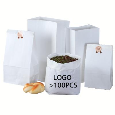 China Recycled Custom Logo Materials Printing Package Cheap White Kraft Paper Bread Bag for sale