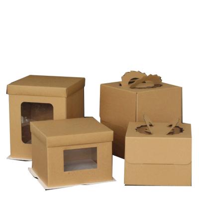 China Recyclable Custom Kraft Paper Corrugate Cake Packaging Carrier Paper Baking Boxes for sale