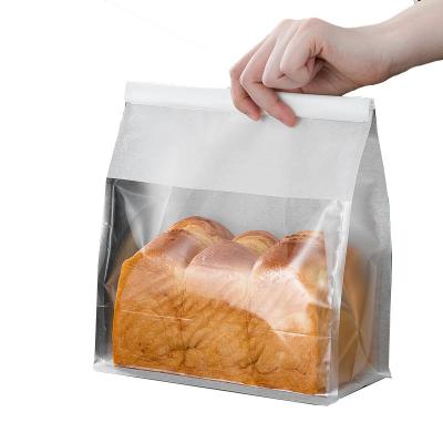 China Recyclable Custom Logo Window Paper Packaging Storage Bread Bakery With Closure Toast Bag for sale