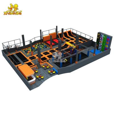 China With Amusement Protective Net Equipment Indoor Adventure Trampoline Park With Climbing Wall Ninja Warrior And Foam Pit for sale