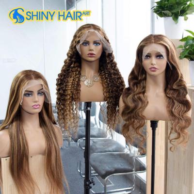 China High Quality Raw Indian Hair Transparent Full Lace Wig Preplucked Full Lace Wig, 13x6 Swiss Lace Front Wig, Accented Hair Body Wig for sale