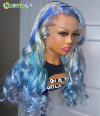 China Blue Lace Front Human Hair Wig Full Lace Wig Transparent Virgin Hair Lace Wig, Full Lace Cuticle Aligned Double Drawn Virgin Hair Wig, Human Raw Virgin Hair Hd Lace Wig for sale