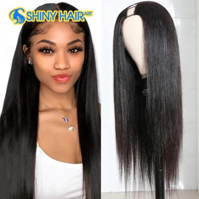 China Silky Straight Wave Drop Shipping Curly U Part Wig For Black Women, Lace Front Wig, Raw Human Hair Straight Bone Straight Full Lace Wig for sale