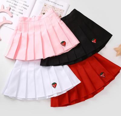 China Wholesale Breathable Kids Mini Dress Blank Kids More Color Border Strawberry Mini Skirt Girls Tutu Skirts Pleated Embroidery Teenager for sale