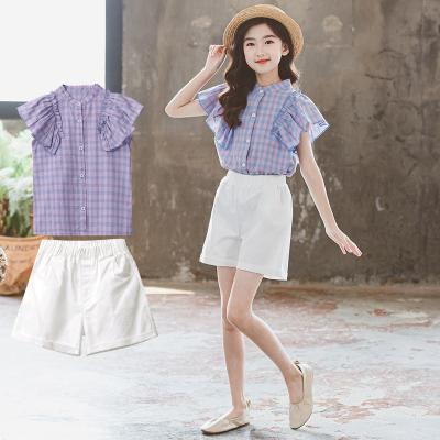 China Anti-wrinkle children's shorts suit fashion new children's clothing 2022 summer girls' suit for medium large children for sale