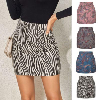 China Breathable Feminine Women's High Waist Faux Suede Printing Mini Bodycon Skirt Korean Fashion Skirt A Line With Zipper for sale