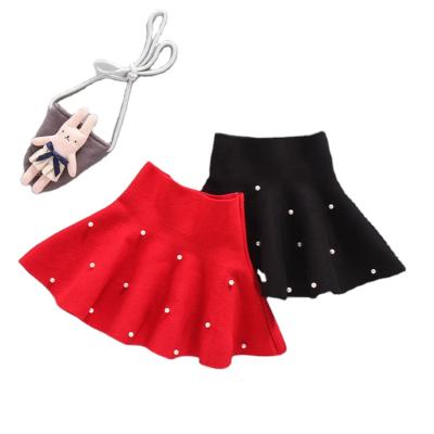 China Factory Direct Autumn Winter Fashionable Pearl Skirt Breathable Girls Knit Skirt Tutu Woolen Skirts for sale