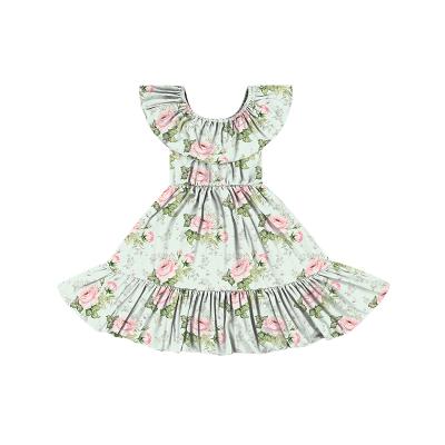 China OfOf-shoulder High Quality Custom Princess Boutique Flower Flutter OEM ODM Breathable Teenage Girls Maxi Dress for sale