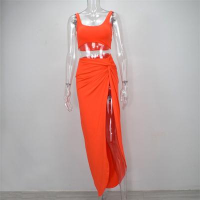 China Breathable Two Piece Mans Party Club Wear Slit Clothing 2 Piece Set Women Skirt And Sexy Top Summer for sale