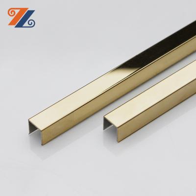 China Customized modern width 304 stainless steel 316 u shape mirror gold tile strip for ceiling decortion for sale