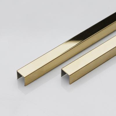 China Modern Grade 304 Mirror Gold U Shape Stainless Tile Profile Tile Trim For Wall And Ceiling Decoration for sale