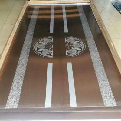 China Elevator Decoration 4x8 4x10 1.0mm Thick 1.2mm Thick Mirror Etched Finished 304 Stainless Steel Elevator Door Leaf for sale