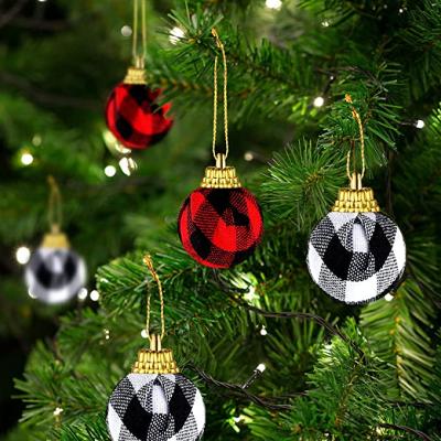 China Eco-Friendly Tartan-Wrapped Ball Pendants Christmas Tree Ornaments for sale