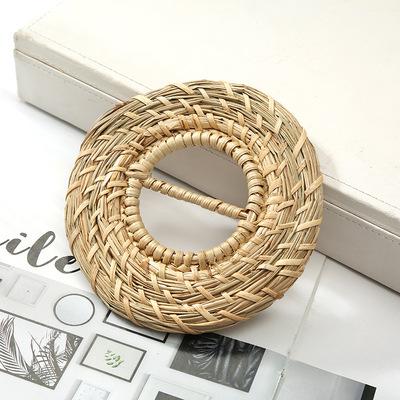 China New Fashion Pin Buckles Round Bamboo Buckle For Belts Forest Style Rattan Knit Buckle Head For Bag for sale