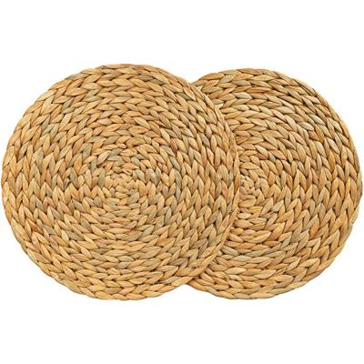 China Viable Round Woven Dining Table Mat Straw Cup Coaster Mat Rattan Placemats Dining Table Mat Water Gourd Placemat Round Rattan Table for sale