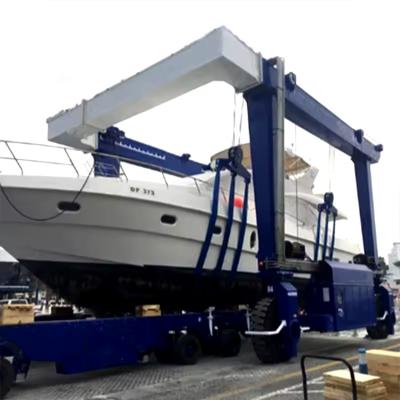 China Gantry Crane 10ton to 800 ton yacht handling crane with rubber tires and hydraulic lifting system for launching new ship for sale